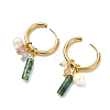 Natural Gemstone and Freshwater Pearl Dangle Earrings EJEW-JE07170-5
