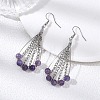 Teardrop Natural Amethyst Dangle Earrings EJEW-JE06762-1