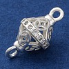 Brass Micro Pave Clear Cubic Zirconia Hollow Bicone Connector Charms KK-A230-05E-S-2