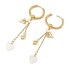 Valentine's Day Heart 202 Stainless Steel & Natural Trochus Shell Hoop Earrings EJEW-JE07078-2