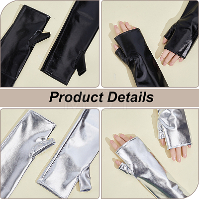 2 Pairs 2 Colors Polyester Long Fingerless Gloves AJEW-CL0006-23-1