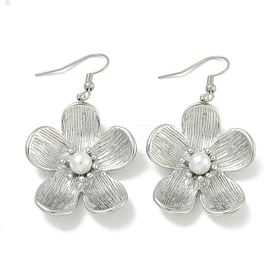 304 Stainless Steel with ABS Plastic Pearl Dangle Earrings EJEW-G400-21P-1