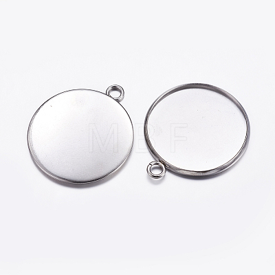 Tarnish Resistant 304 Stainless Steel Pendant Cabochon Settings X-STAS-K146-054-25mm-1