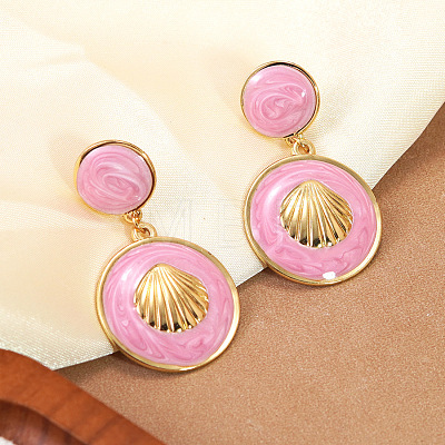 304 Stainless Steel & Enamel Dangle Stud Earrings EJEW-Z170-01G-02-1
