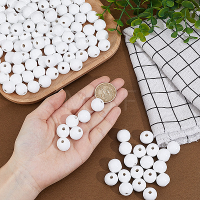 150Pcs Spray Painted Round Natural Schima Wood Beads WOOD-PA0001-69A-1