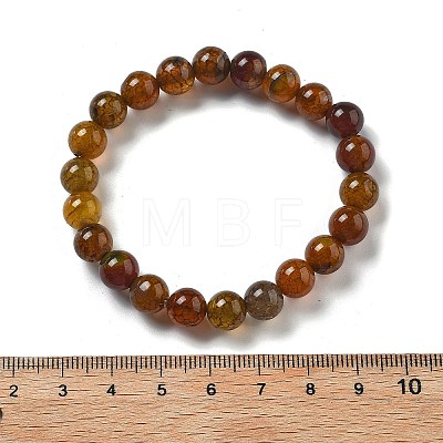 Natural Dyed & Heated Chalcedony Imitation Dragon Veins Agate Beaded Stretch Bracelets for Women Men BJEW-F483-01-1-1