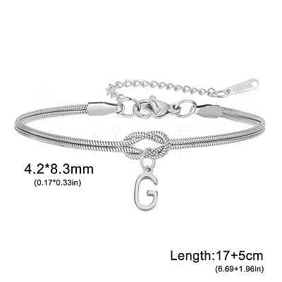 304 Stainless Steel Initial Charm Bracelets FS-WGD8E41-19-1