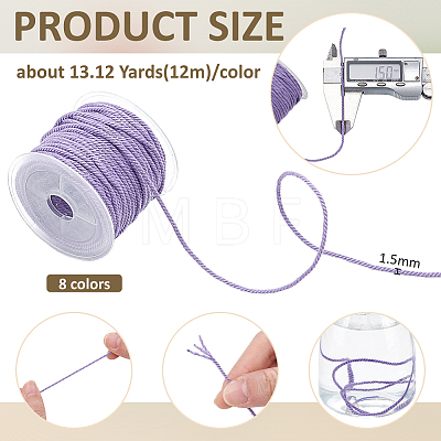 8 Rolls 8 Colors Handmade Cotton Cord OCOR-BC0009-75A-1