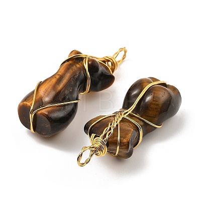 Natural Tiger Eye Pendants G-K338-30G-06-1