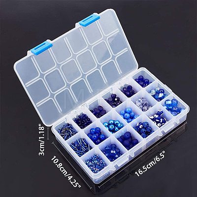   18 Style Blue Glass Beads GLAA-PH0007-08-1