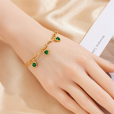 304 Stainless Steel Cubic Zirconia Charm Bracelets WG996B1-01-1