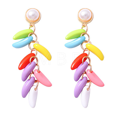 Colorful Plastic Bead Tassel Dangle Earrings WG869BC-01-1
