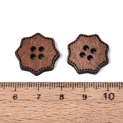 4-Hole Flower Wood Buttons BUTT-Q046-12B-1