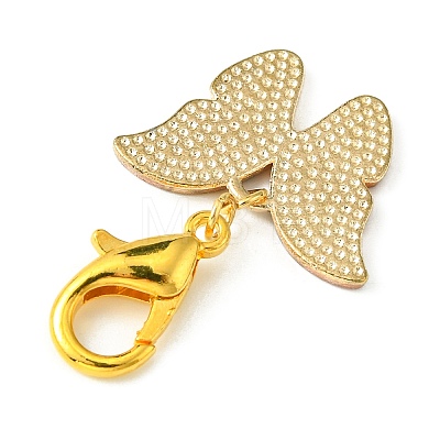 Light Gold Tone Alloy Enamel Butterfly Pendant Decorations HJEW-JM01543-1
