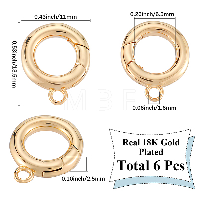 6Pcs Brass Spring Gate Clasps KK-SC0006-42G-01-1