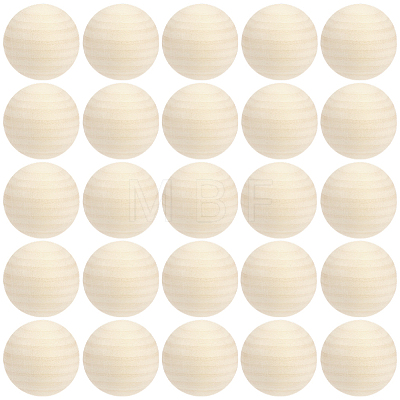 25Pcs Natural Wooden Round Ball WOOD-PA0001-84B-1