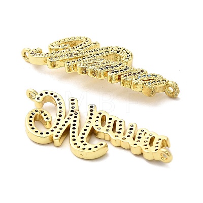 Mother's Day Brass Micro Pave Cubic Zirconia Word Mama Connector Charms KK-M324-01C-G-1