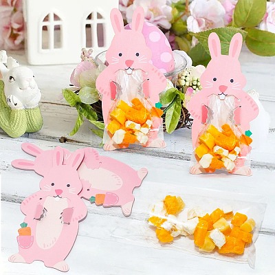 20Pcs Easter Rabbit Plastic & Paper Candy Storage Bags PW-WG91212-01-1