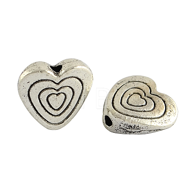 Tibetan Style Alloy Heart Beads X-TIBEB-1267-AS-LF-1