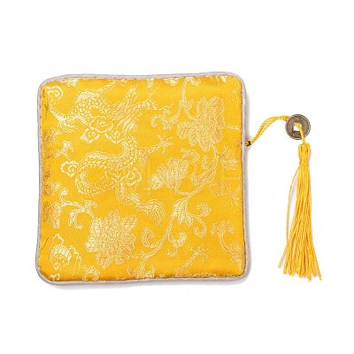 Chinese Brocade Tassel Zipper Jewelry Bag Gift Pouch ABAG-F005-02-1