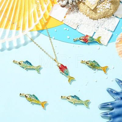 6Pcs 3 Styles Brass Enamel Pendants KK-CJ0005-59-1