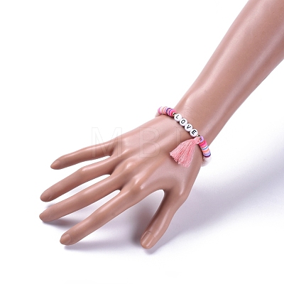 Handmade Polymer Clay Heishi Beads Stretch Bracelets X-BJEW-JB05086-02-1