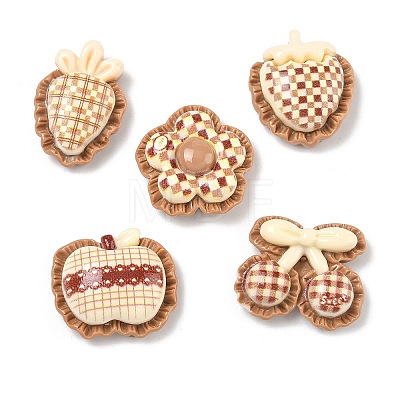 Tartan Pattern Opaque Resin Cabochons RESI-F067-04-1