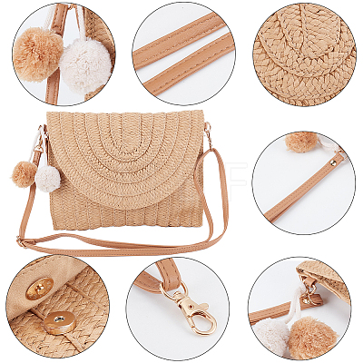 Women's Straw Knitted Bag AJEW-WH0348-18-1