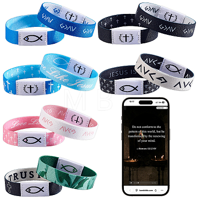 12Pcs 12 Colors Polyester Cord Stretch Bracelets for Women Men BJEW-WR0001-08-1