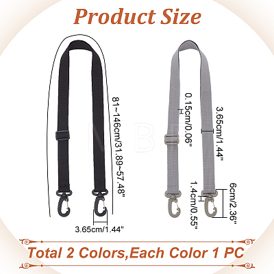 WADORN 2Pc 2 Colors Adjustable Tactical Nylon Webbing Shoulder Straps FIND-WR0008-07-1