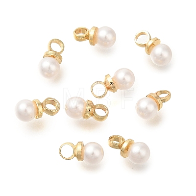 Brass ABS Imitation Pearl Pendants KK-B121-01G-1