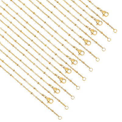  10Pcs 304 Stainless Steel Satellite Chain Necklaces Set for Men Women MAK-NB0001-14-1