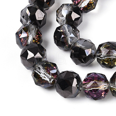 Electroplate Transparent Glass Round Beads Strands EGLA-T029-8mm-12T-02-1