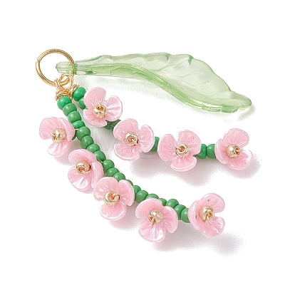 Glass Seed Beaded Pendants PALLOY-MZ01249-01-1