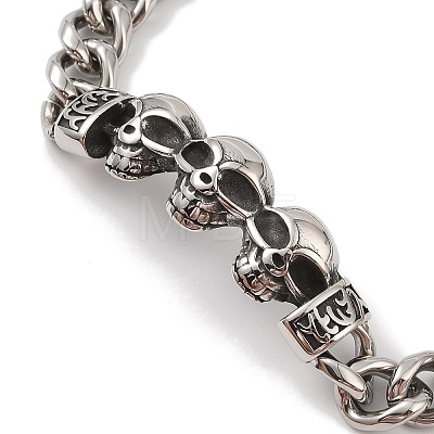 304 Stainless Steel Viking Skull Link Chain Bracelets for Men BJEW-B096-49C-1