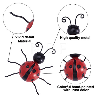Crafans 3D Iron Flower and Ladybug Big Pendants AJEW-CF0001-19-1