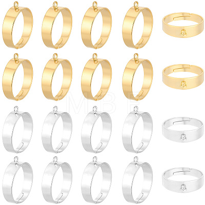 20Pcs 2 Colors Adjustable Brass Finger Rings Setting for Hanging Pendant KK-BBC0027-80-1