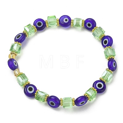5Pcs 5 Style Natural Banded Agate & Lampwork Evil Eye & Seed Beaded Stretch Bracelets Set BJEW-JB09616-03-1