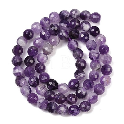 Faceted Round Natural Chevron Amethyst Bead Strands G-L437-22-6mm-1