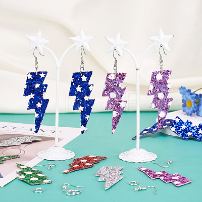 DIY Imitation Leather Lightning Bolt Dangle Earring Making Kits DIY-TA0010-70A-1