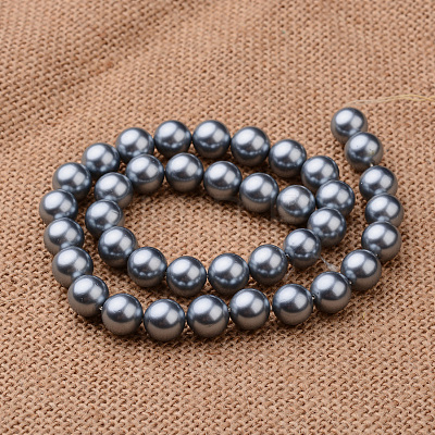 Polished Round Grade A Shell Pearl Bead Strands BSHE-M027-8mm-16-1