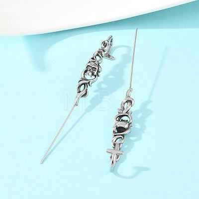 Halloween 316 Stainless Steel Ear Wrap Crawler Hook Earrings AJEW-C044-17B-AS-1