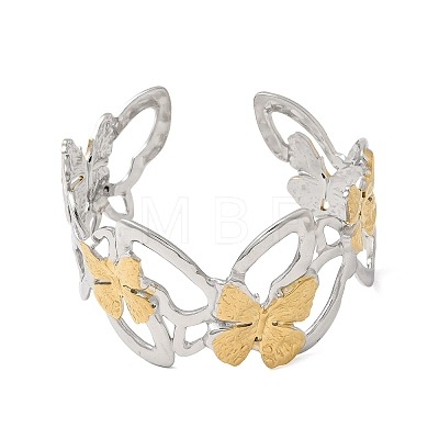 Hammered 304 Stainless Steel Cuff Bangles for Women BJEW-Z177-01GP-04-1