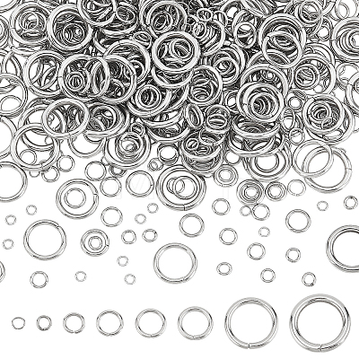 800Pcs 8 Styles 304 Stainless Steel Round Open Jump Rings & Closed Jump Rings STAS-PH0005-86-1