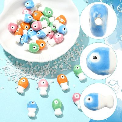 16Pcs Handmade Porcelain Ceramic Beads PORC-FS0001-68A-1