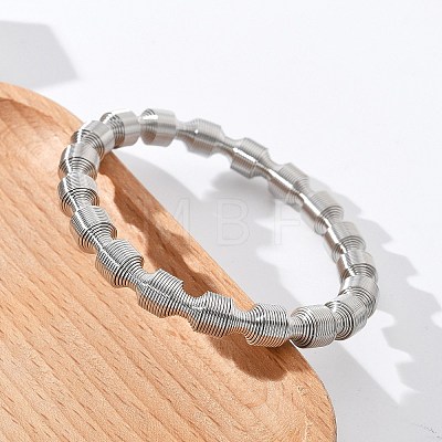 304 Stainless Steel Stretch Bangles for Women BJEW-P315-02F-P-1