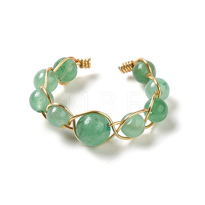 Adjustable Natural Green Aventurine with Brass Rings G-B075-01G-02-1