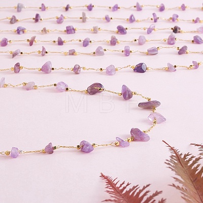 Natural Amethyst Chips Beaded Chains CHC-SZ0001-62H-1