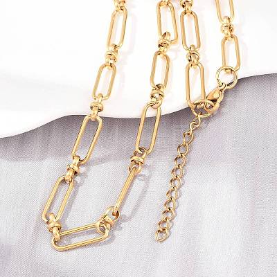 304 Stainless Steel Paperclip Chains Bracelet & Necklace Jewelry Sets SJEW-L199-02G-1