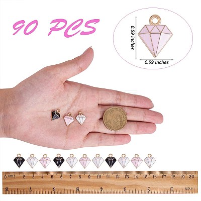 90Pcs 3 Colors Alloy Enamel Charms ENAM-SZ0003-01-1